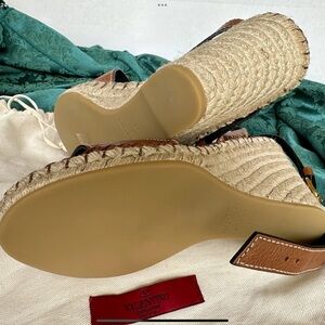 Valentino Tan Espadrille Shoes with Jute Detailing